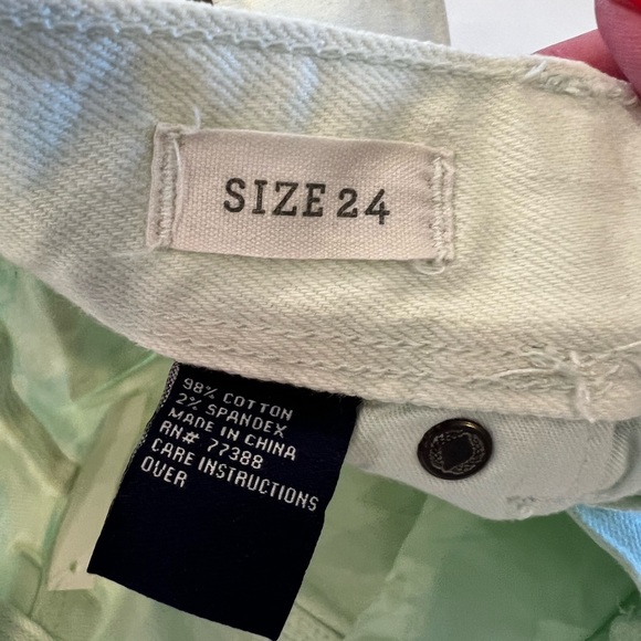 Madewell women’s shorts size 24 tie dye denim light green white raw edge cuff - Picture 10 of 14